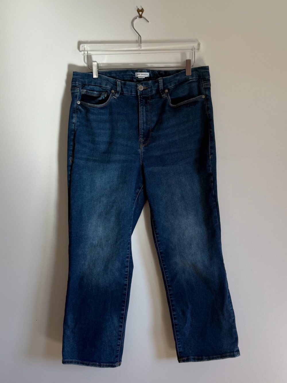 Good American Good Petite Always Fits Straight Leg Jeans in Dark Blue Wash 14-18